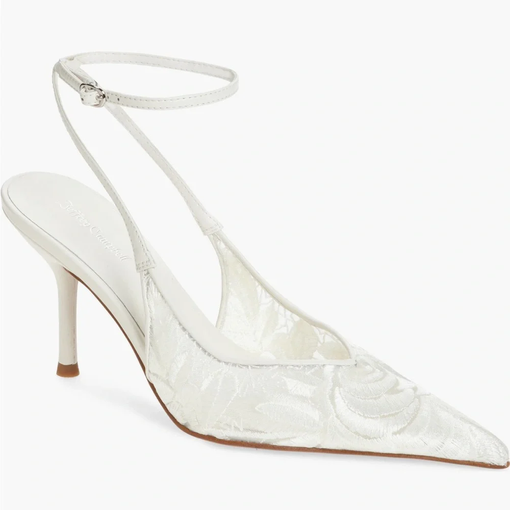 Jeffrey Campbell Exec Ankle Strap Pointed Toe Pump - Picture 1 of 8